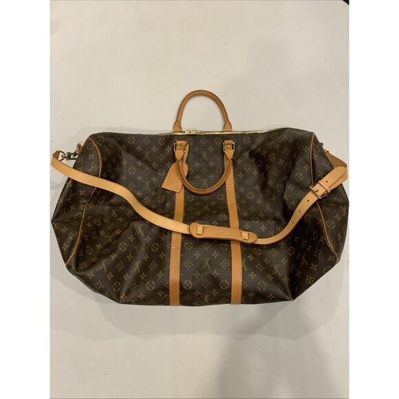Louis Vuitton Brown Coated Canvas Keepall 60 Travel Duffle Bag FL0060 - Picture 1 of 16